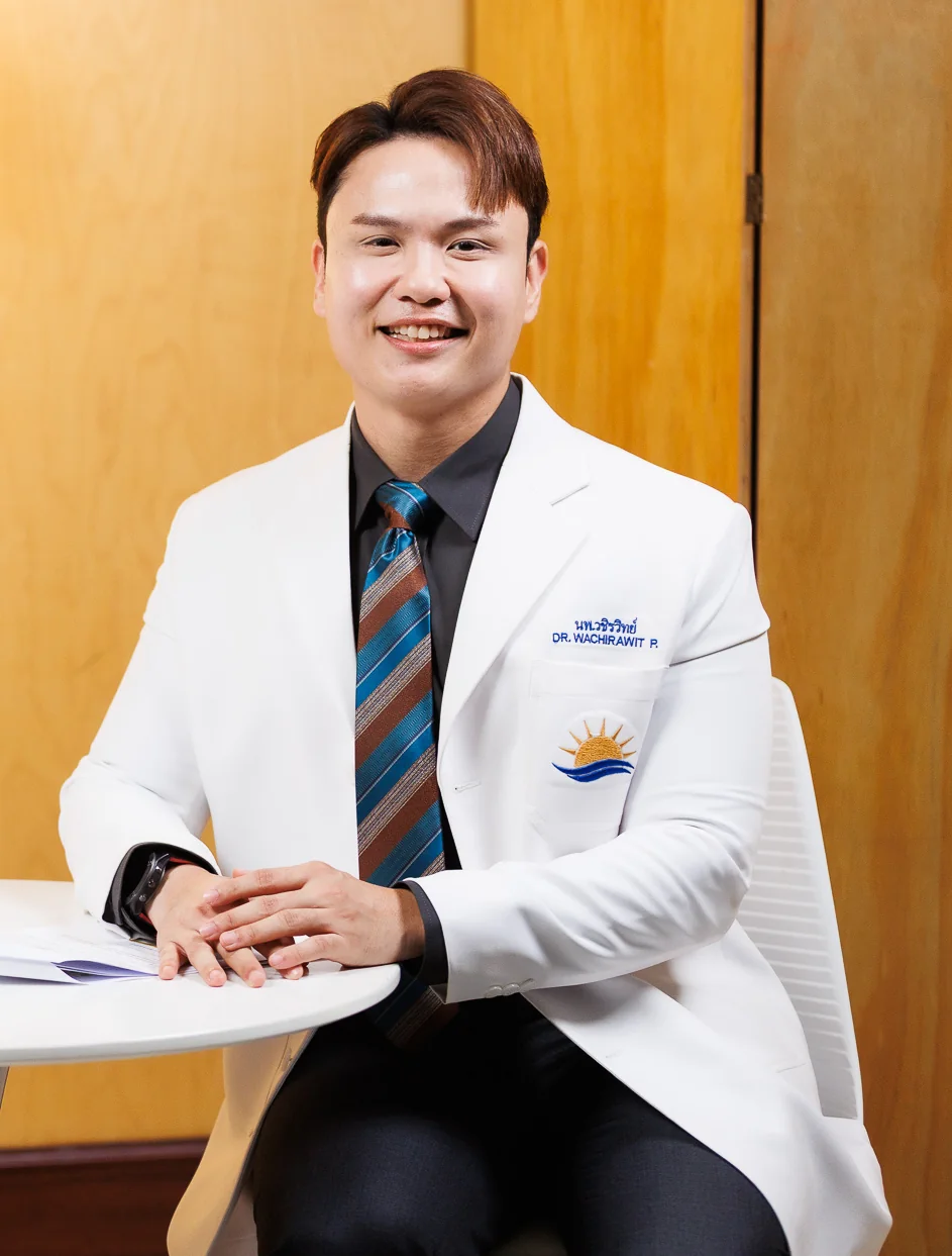 Dr. Wachirawit Penrat (Dr. Sun) in a white coat